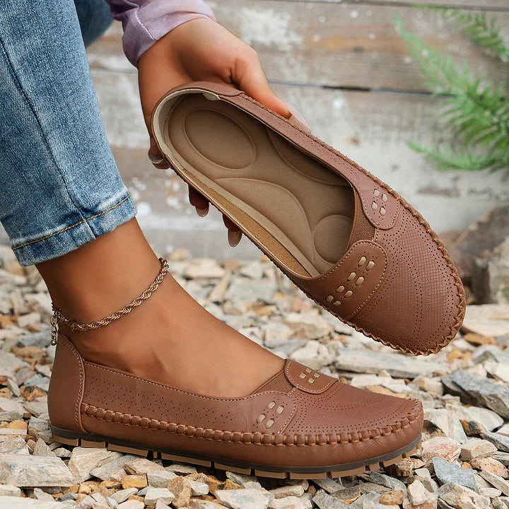 Nora™ | Women's Slip-On Perforated Flat