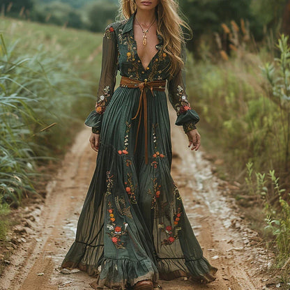 Sadie™ | Women's Floral Embroidered Maxi Dress