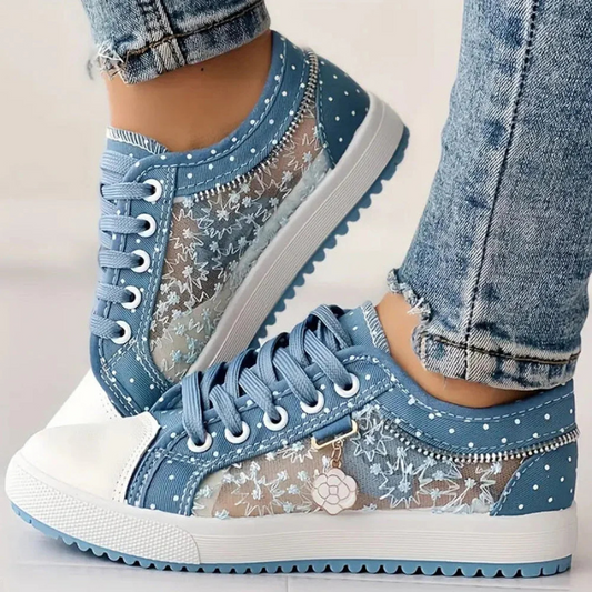 Sadie™ | Women's Floral Lace-Panel Sneakers