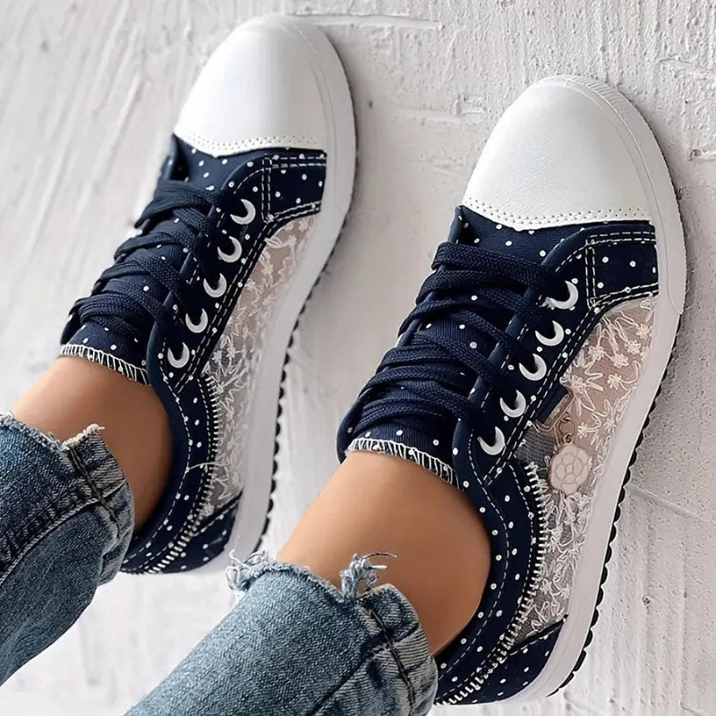 Sadie™ | Women's Floral Lace-Panel Sneakers