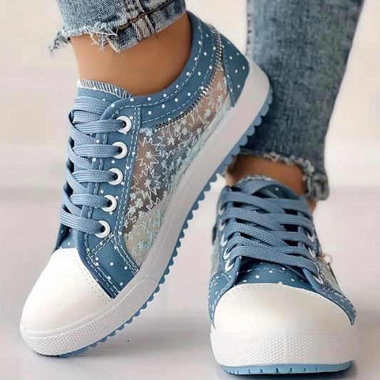 Sadie™ | Women's Floral Lace-Panel Sneakers