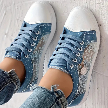 Sadie™ | Women's Floral Lace-Panel Sneakers