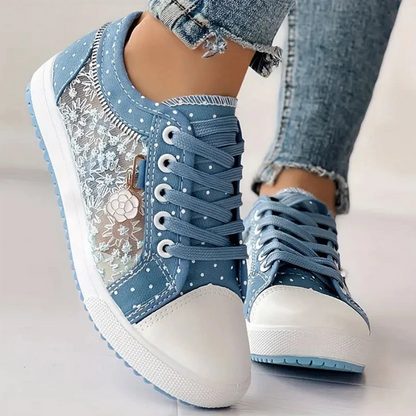 Sadie™ | Women's Floral Lace-Panel Sneakers