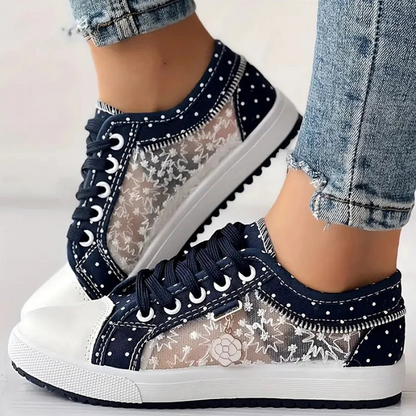 Sadie™ | Women's Floral Lace-Panel Sneakers