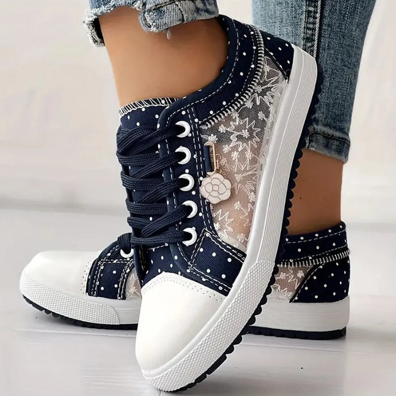Sadie™ | Women's Floral Lace-Panel Sneakers