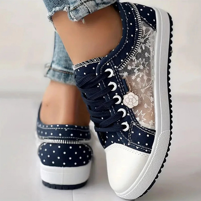 Sadie™ | Women's Floral Lace-Panel Sneakers