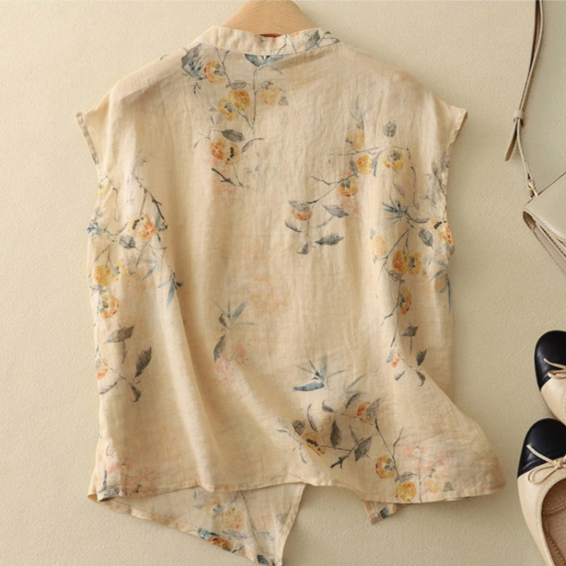 Sadie™ | Women's Floral Mandarin-Collar Blouse