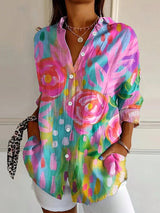 Sadie | Women's Floral Print Button-Up Blouse