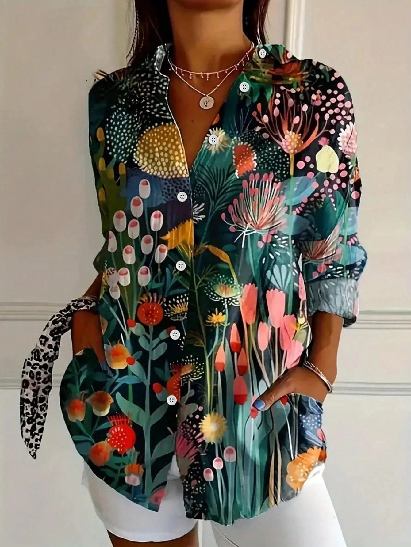 Sadie™ | Women's Floral Print Button-Up Blouse