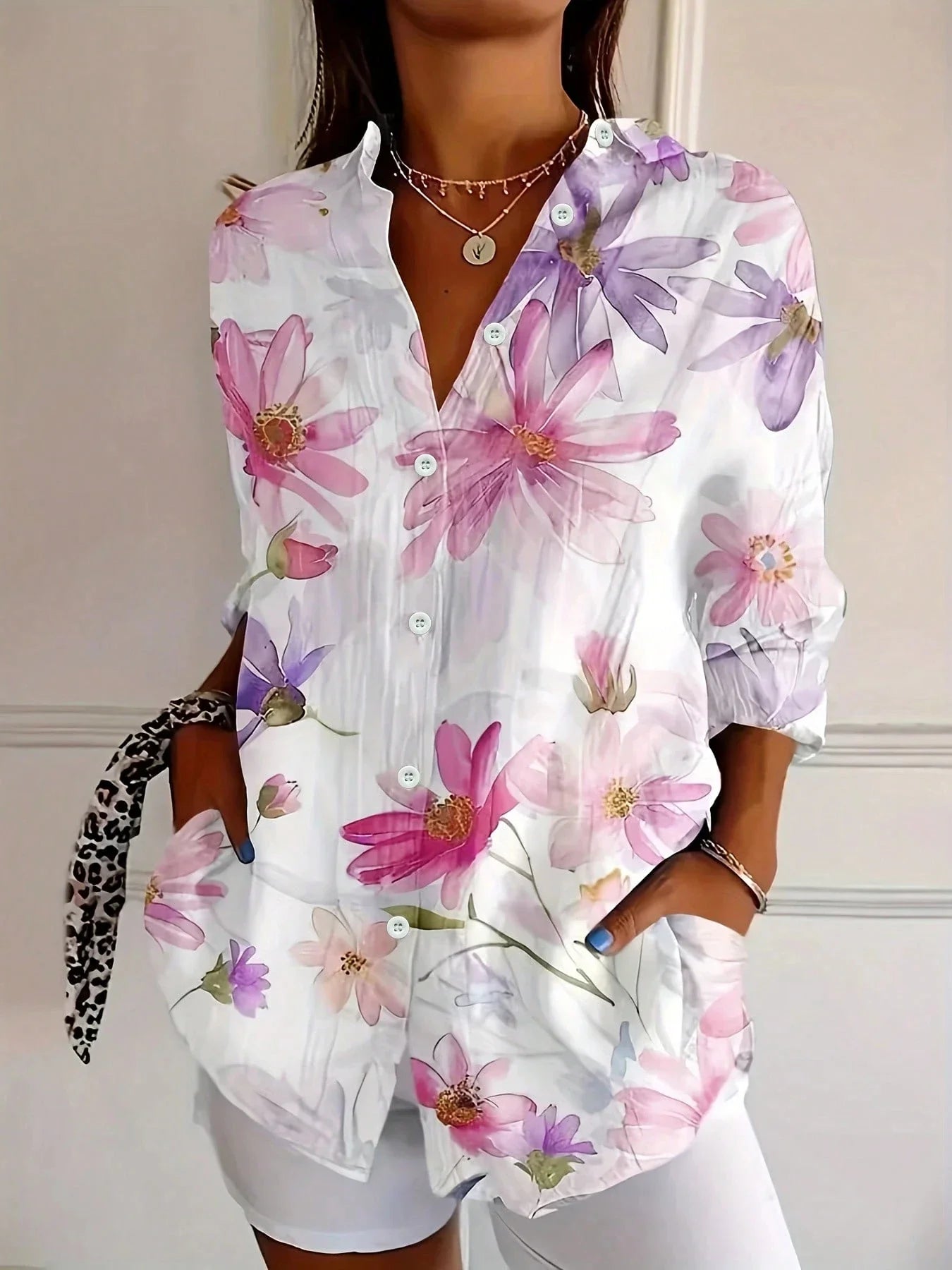 Sadie™ | Women's Floral Print Button-Up Blouse
