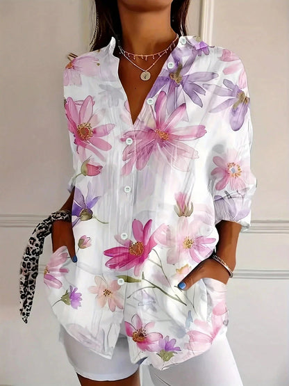 Sadie™ | Women's Floral Print Button-Up Blouse