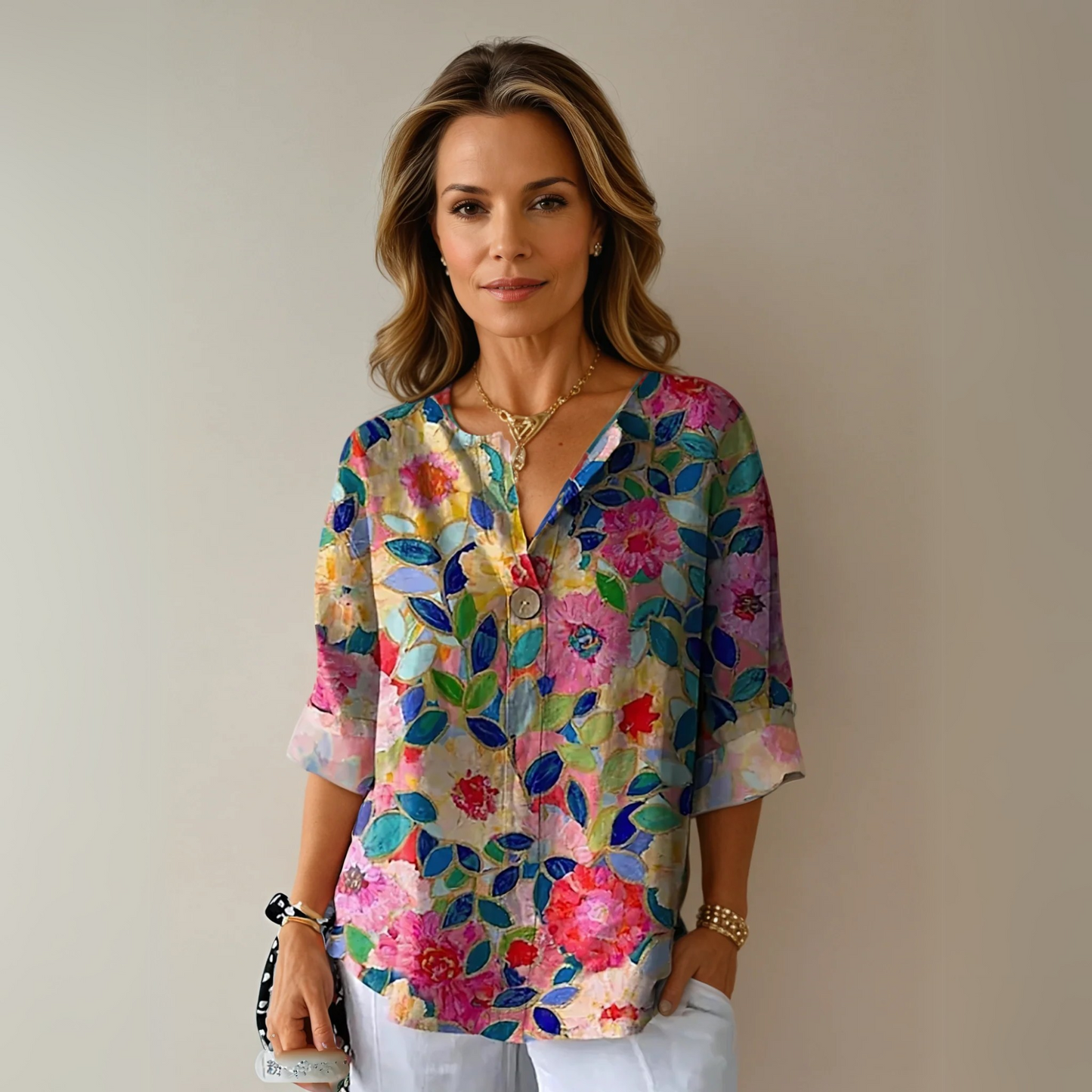 Sadie™ | Women's Floral-Print V-Neck Blouse