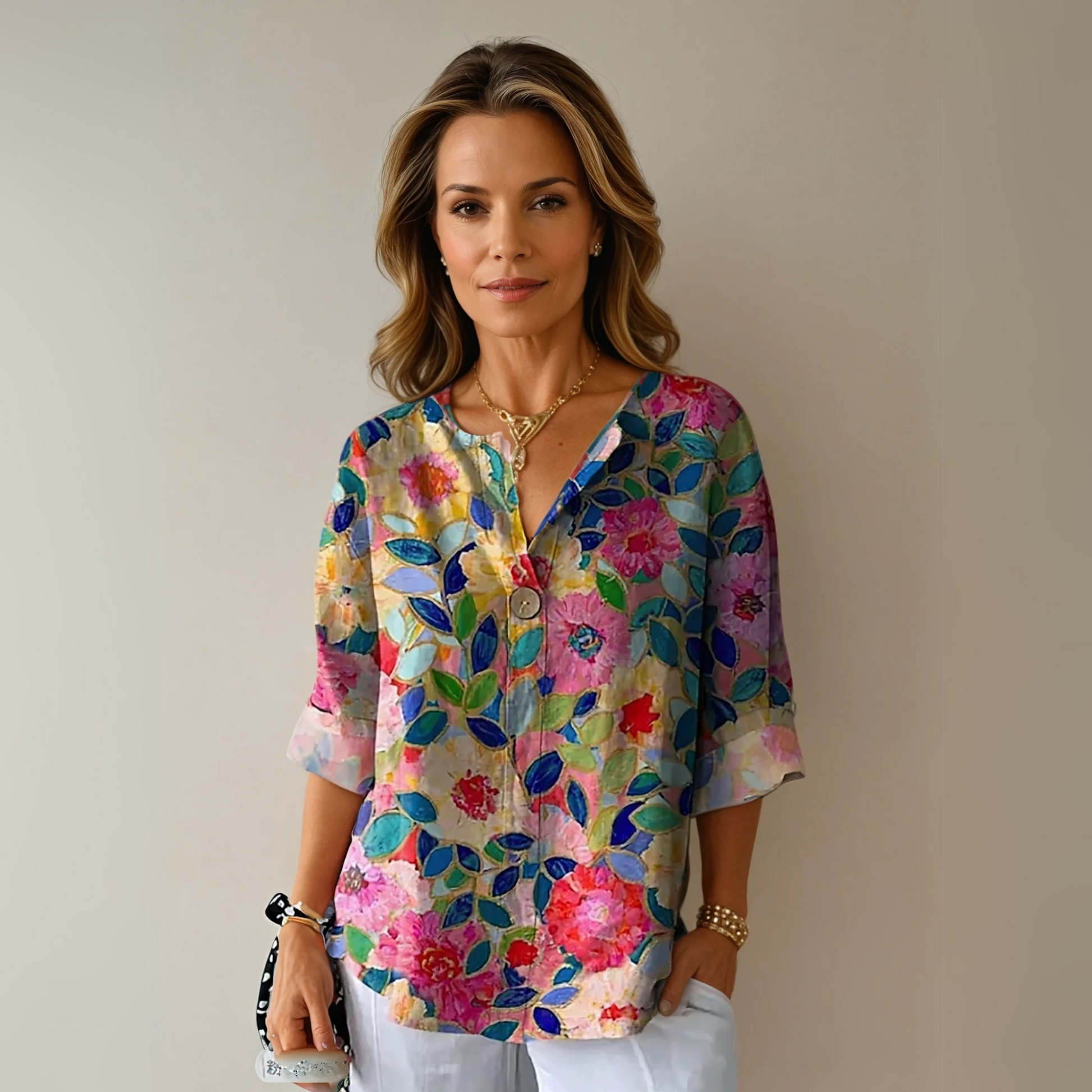 Sadie™ | Women's Floral-Print V-Neck Blouse