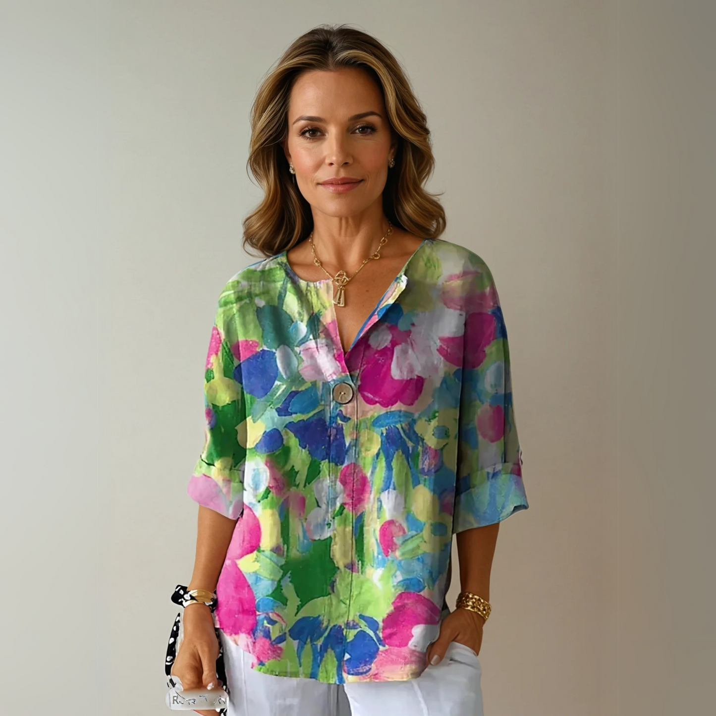 Sadie™ | Women's Floral-Print V-Neck Blouse