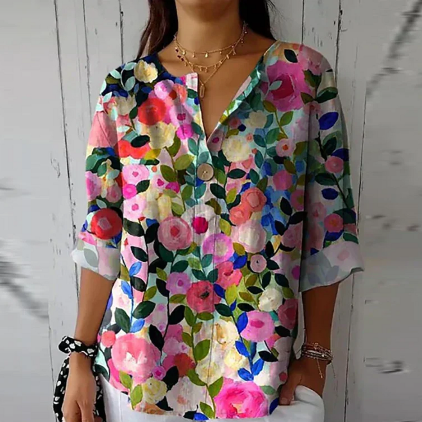 Sadie™ | Women's Floral-Print V-Neck Blouse