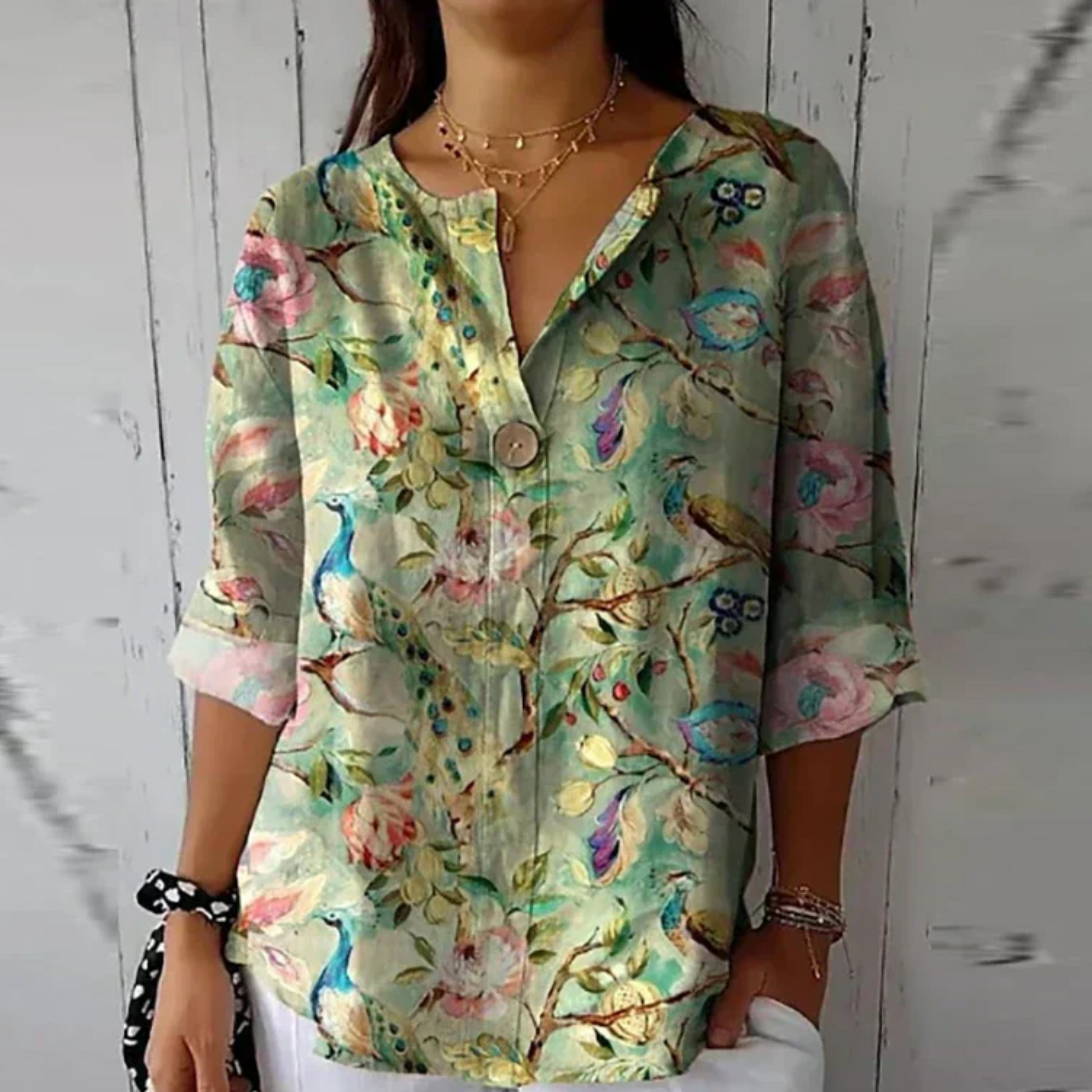 Sadie™ | Women's Floral-Print V-Neck Blouse