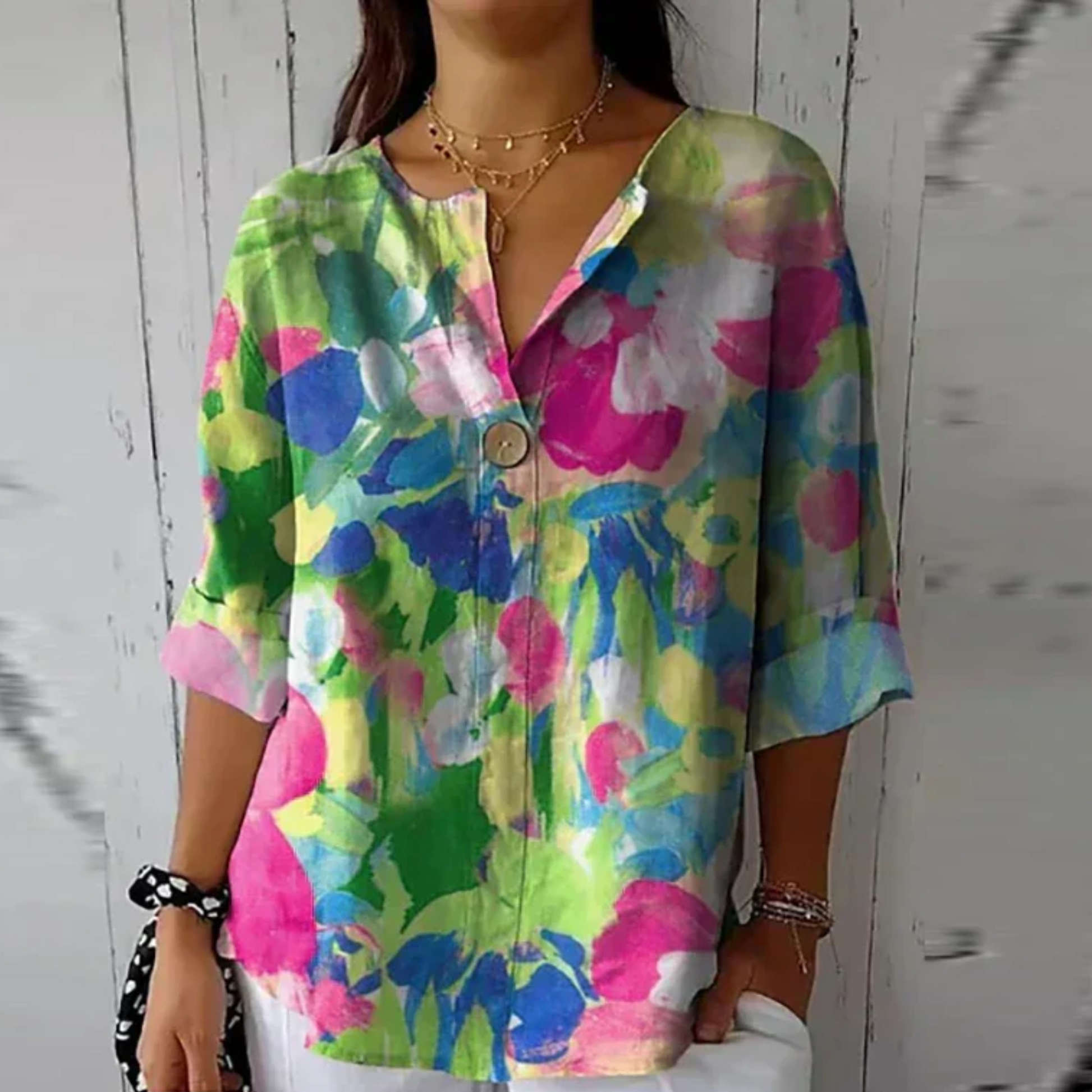 Sadie™ | Women's Floral-Print V-Neck Blouse