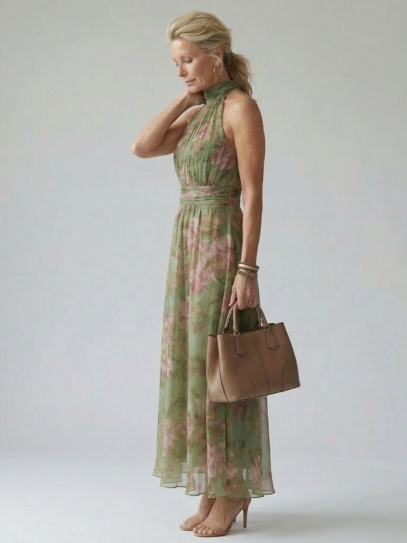 Sadie™ | Women's Gathered Halter Midi Dress