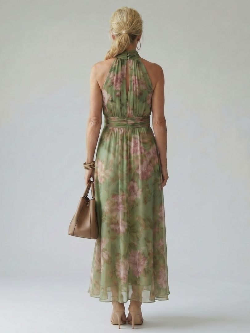 Sadie™ | Women's Gathered Halter Midi Dress