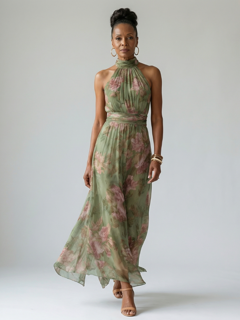 Sadie™ | Women's Gathered Halter Midi Dress