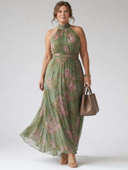 Sadie™ | Women's Gathered Halter Midi Dress