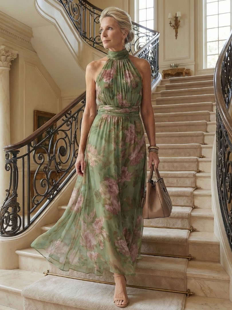 Sadie™ | Women's Gathered Halter Midi Dress