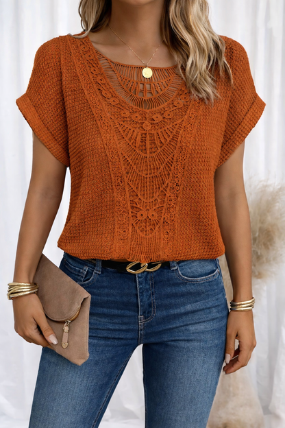 Sadie™ | Women's Lace-Trim Round-Neck Top