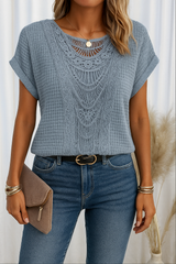 Sadie™ | Women's Lace-Trim Round-Neck Top