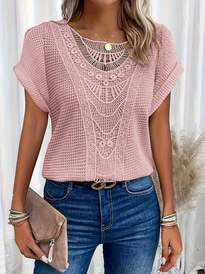 Sadie™ | Women's Lace-Trim Round-Neck Top