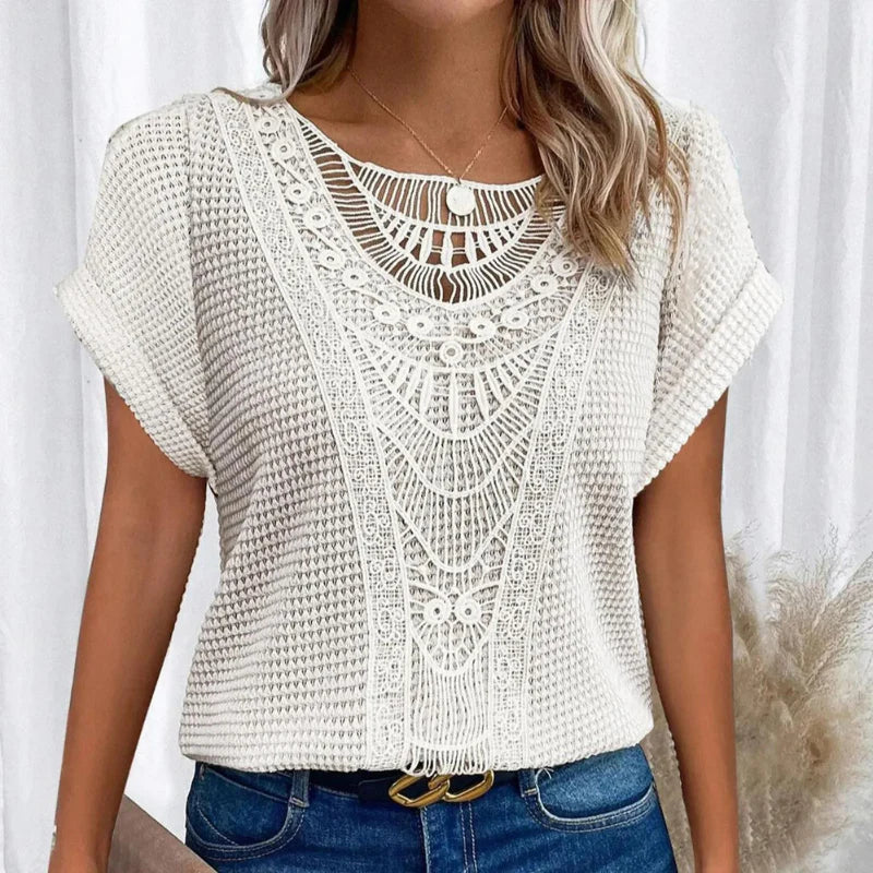 Sadie™ | Women's Lace-Trim Round-Neck Top