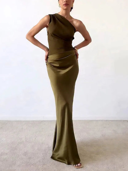 Sadie™ | Women's One-Shoulder Pleated Maxi Dress