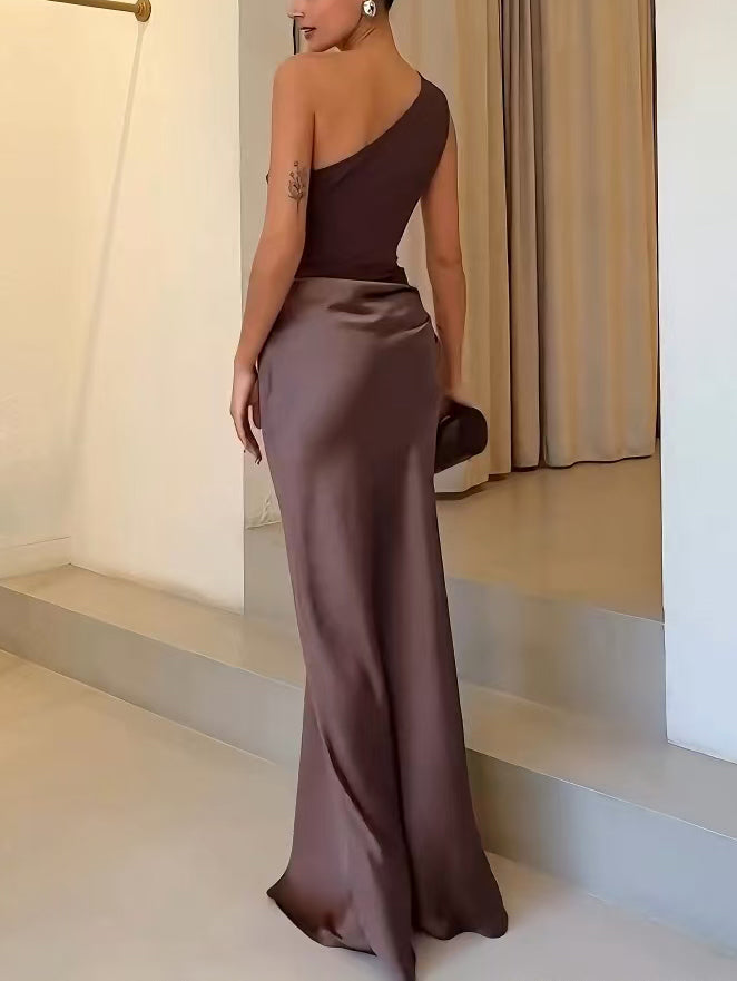 Sadie™ | Women's One-Shoulder Pleated Maxi Dress