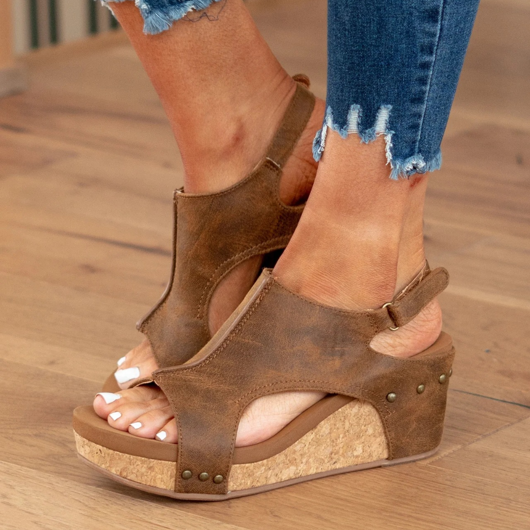 Sadie™ | Women's Open-Toe Cork Wedge Sandals