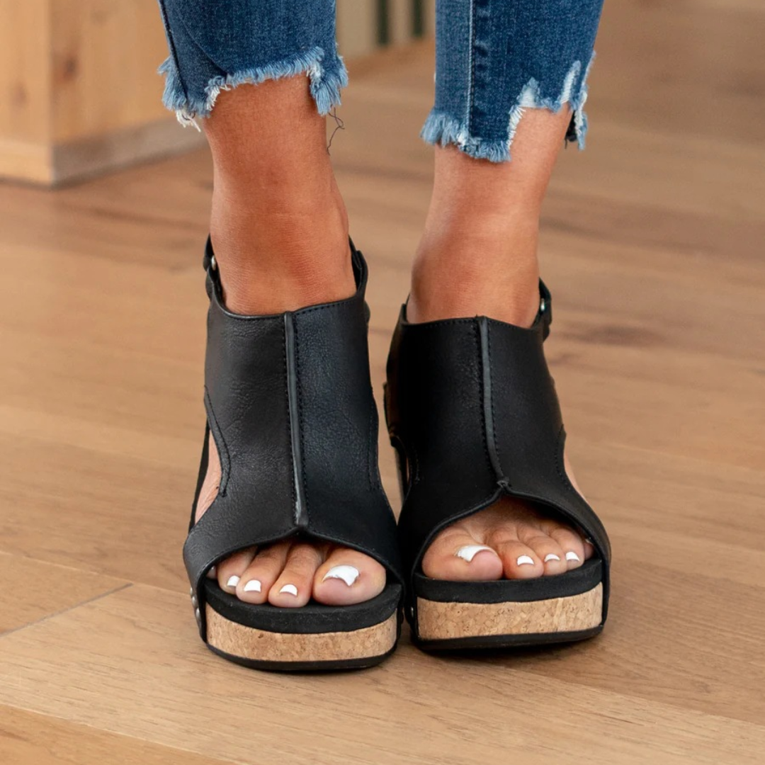 Sadie™ | Women's Open-Toe Cork Wedge Sandals
