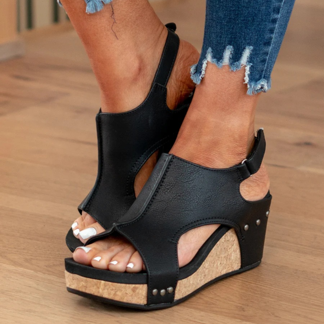 Sadie™ | Women's Open-Toe Cork Wedge Sandals