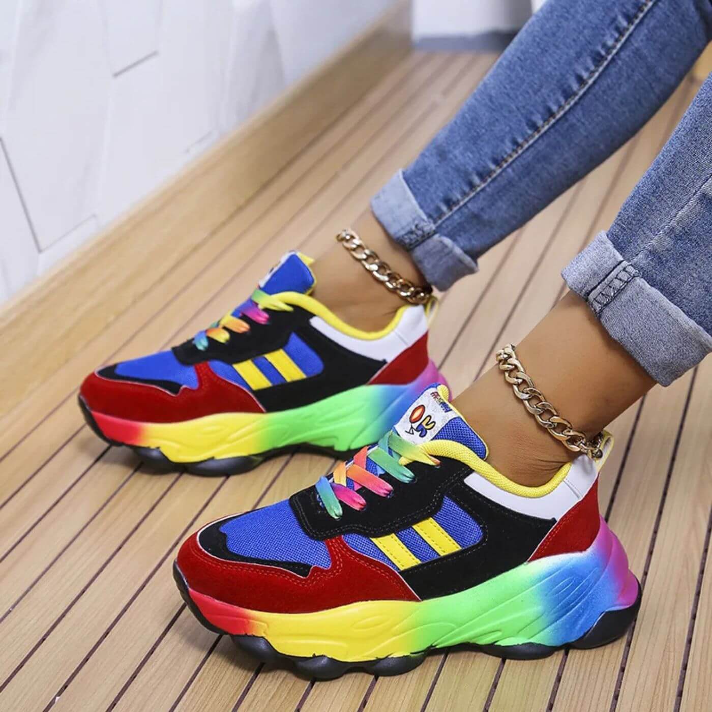 Sadie™ | Women's Rainbow Sole Chunky Sneakers