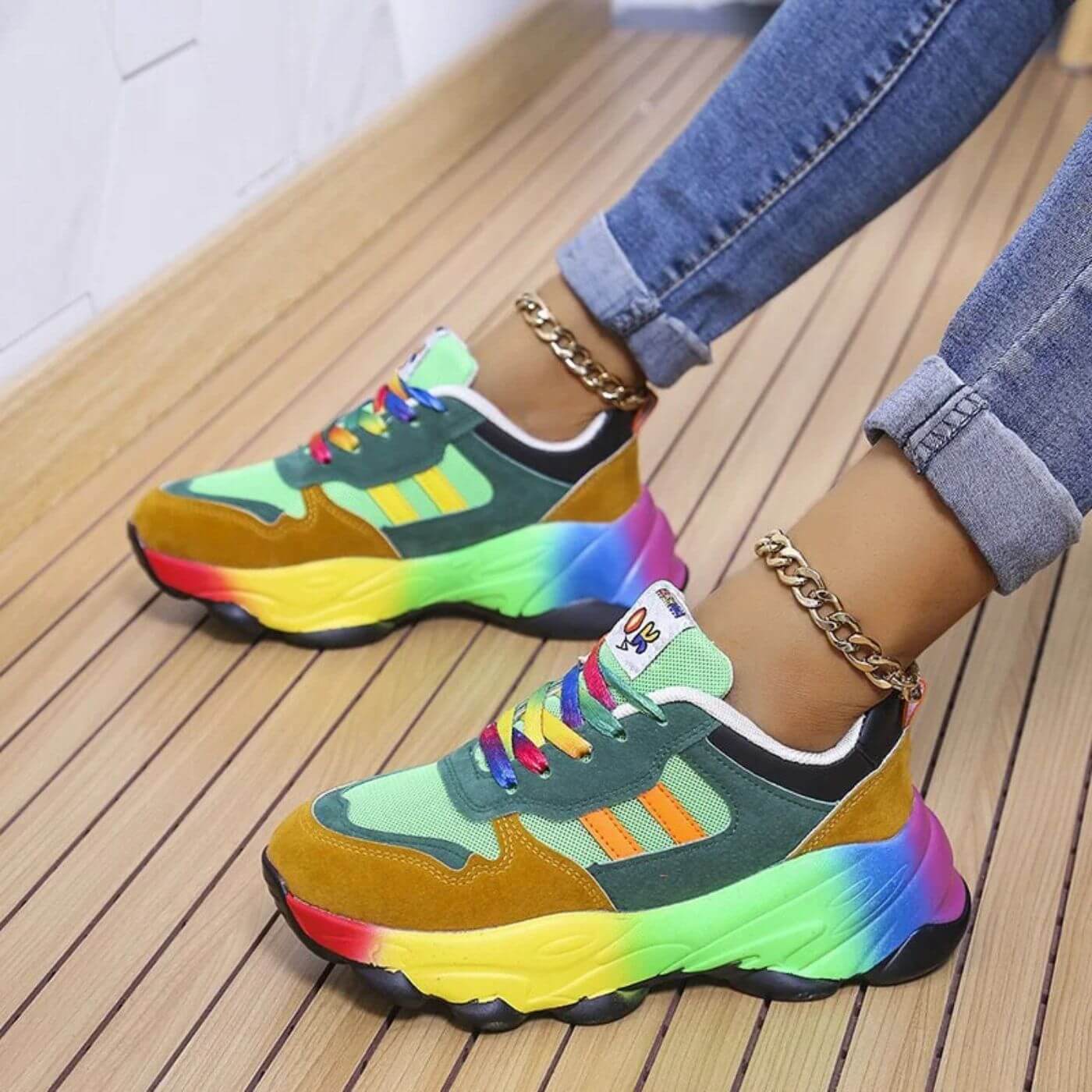 Sadie™ | Women's Rainbow Sole Chunky Sneakers