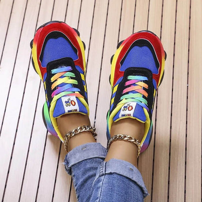 Sadie™ | Women's Rainbow Sole Chunky Sneakers