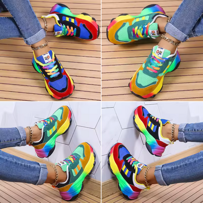 Sadie™ | Women's Rainbow Sole Chunky Sneakers