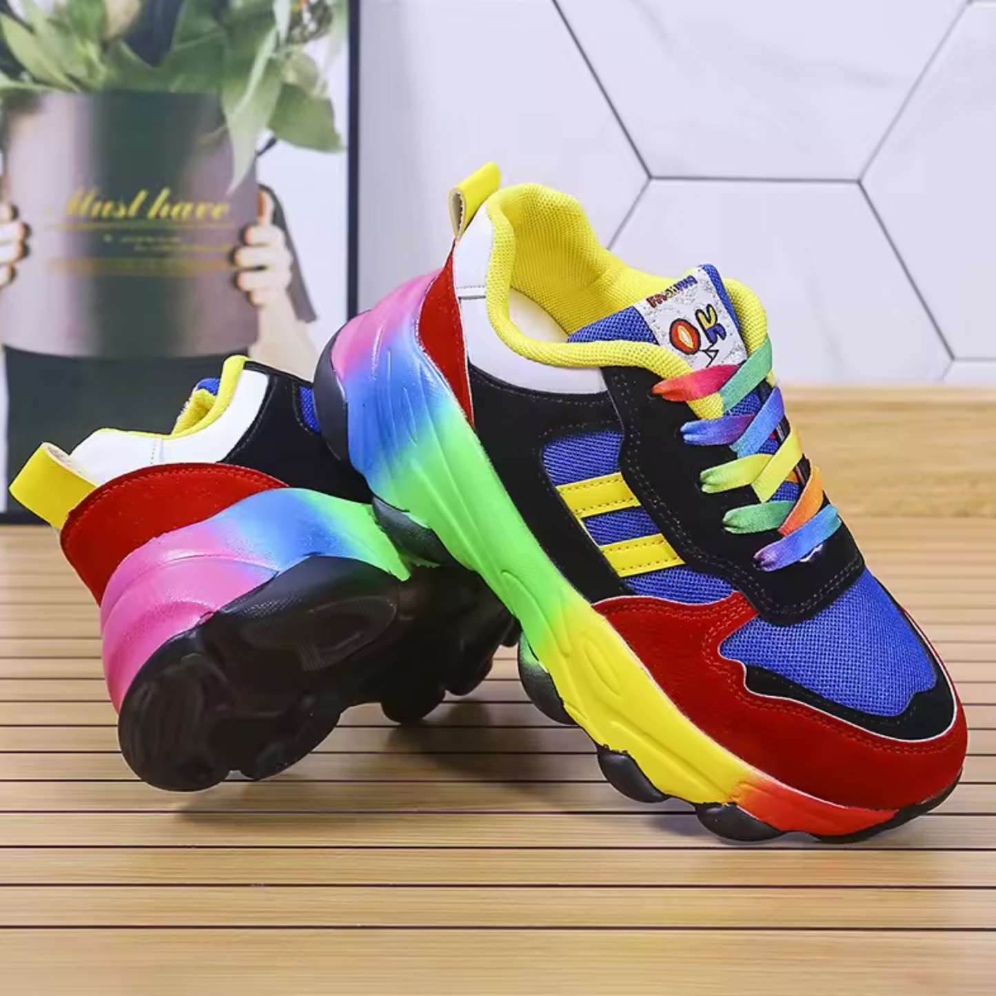 Sadie™ | Women's Rainbow Sole Chunky Sneakers