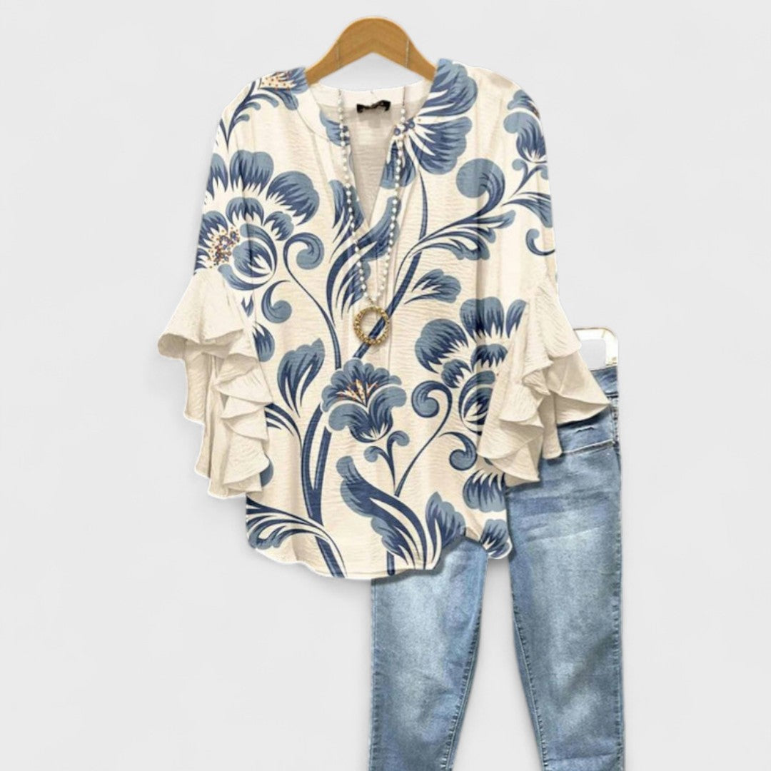Sadie™ | Women's Ruffled-Sleeve V-Neck Blouse