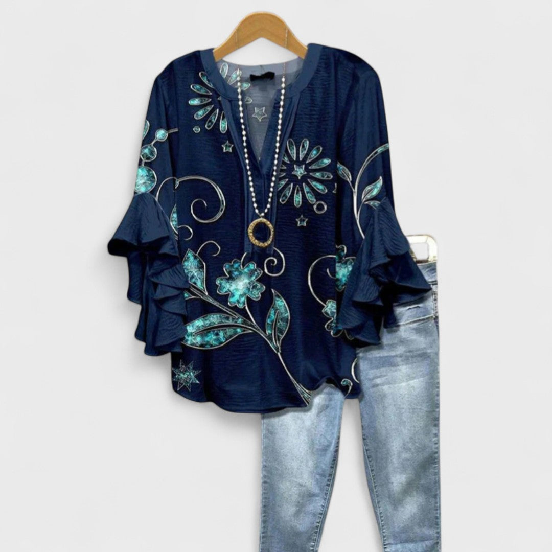 Sadie™ | Women's Ruffled-Sleeve V-Neck Blouse