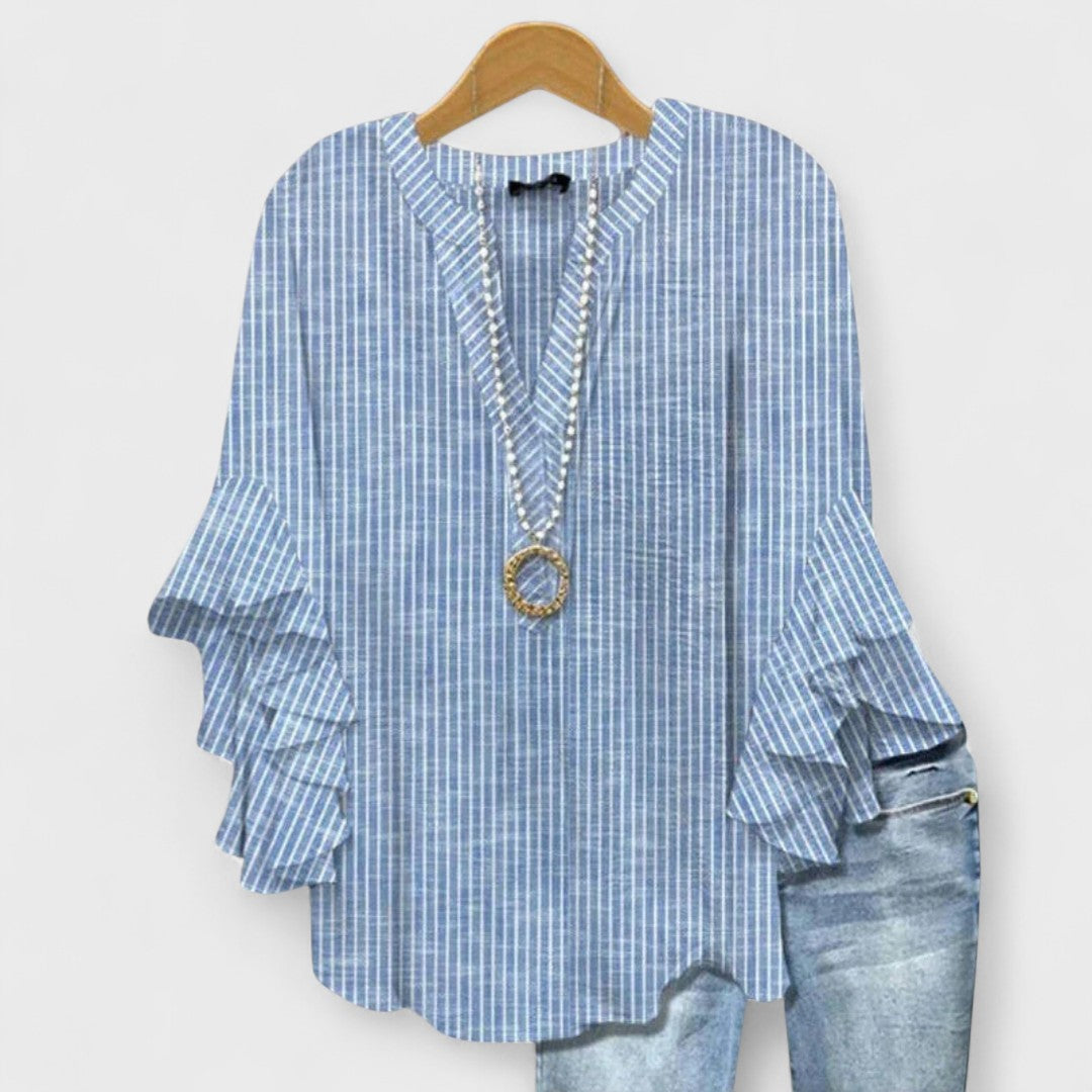 Sadie™ | Women's Ruffled-Sleeve V-Neck Blouse