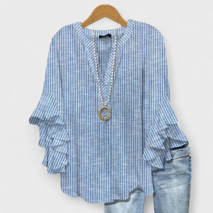 Sadie™ | Women's Ruffled-Sleeve V-Neck Blouse