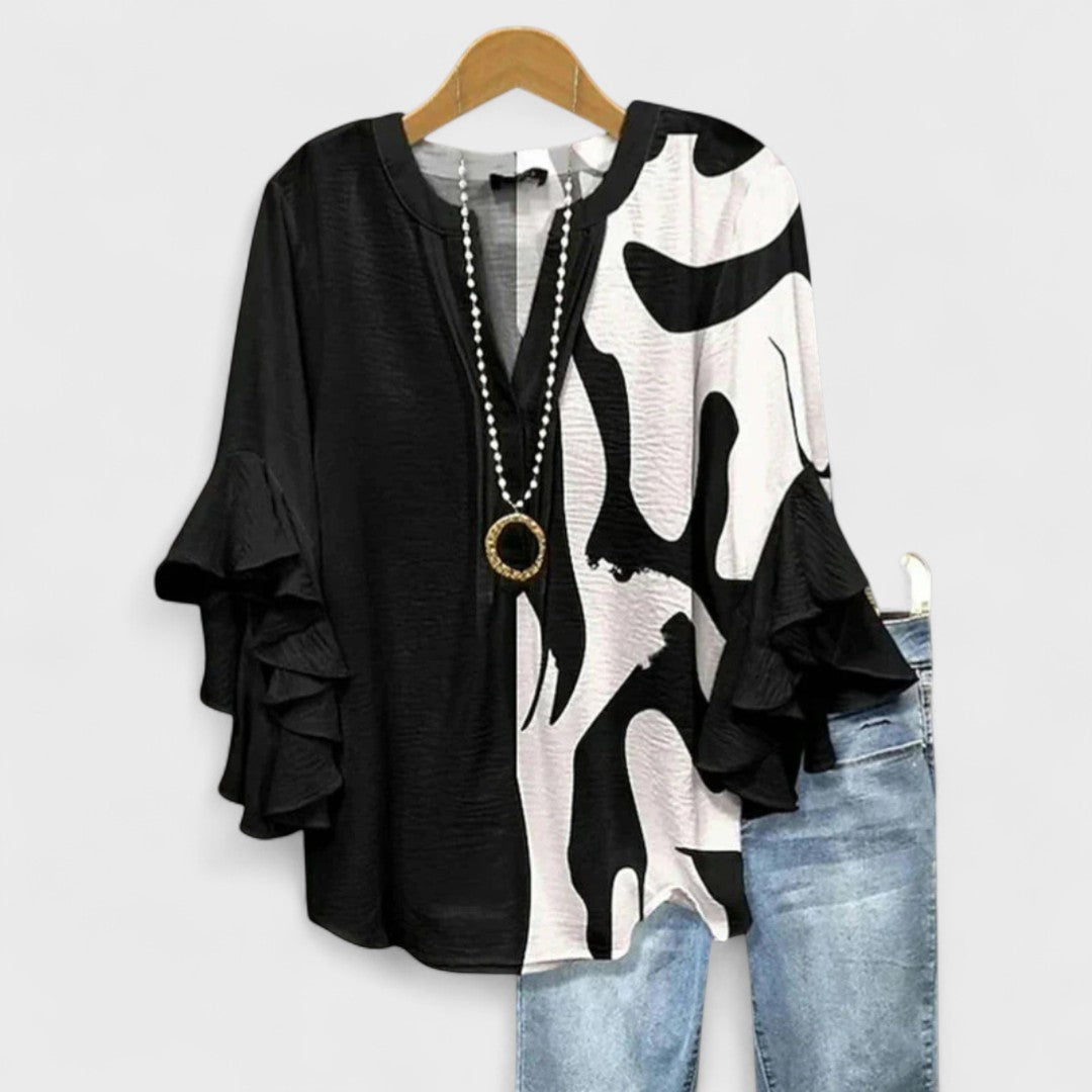 Sadie™ | Women's Ruffled-Sleeve V-Neck Blouse