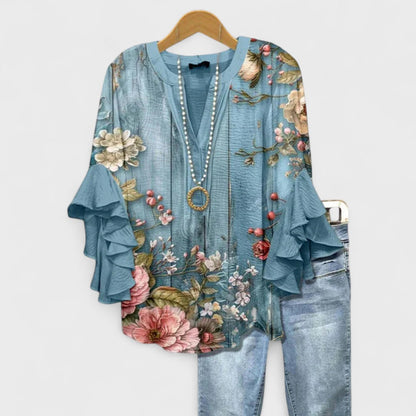 Sadie™ | Women's Ruffled-Sleeve V-Neck Blouse