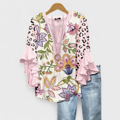 Sadie™ | Women's Ruffled-Sleeve V-Neck Blouse