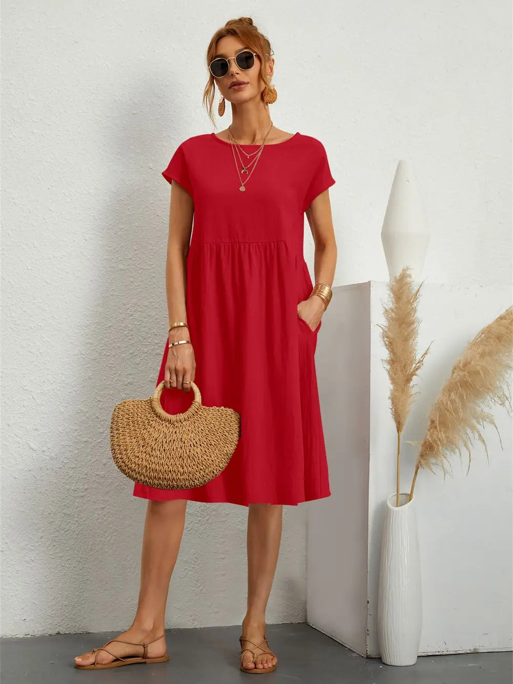 Sadie™ | Women's Smocked-Waist Midi Dress