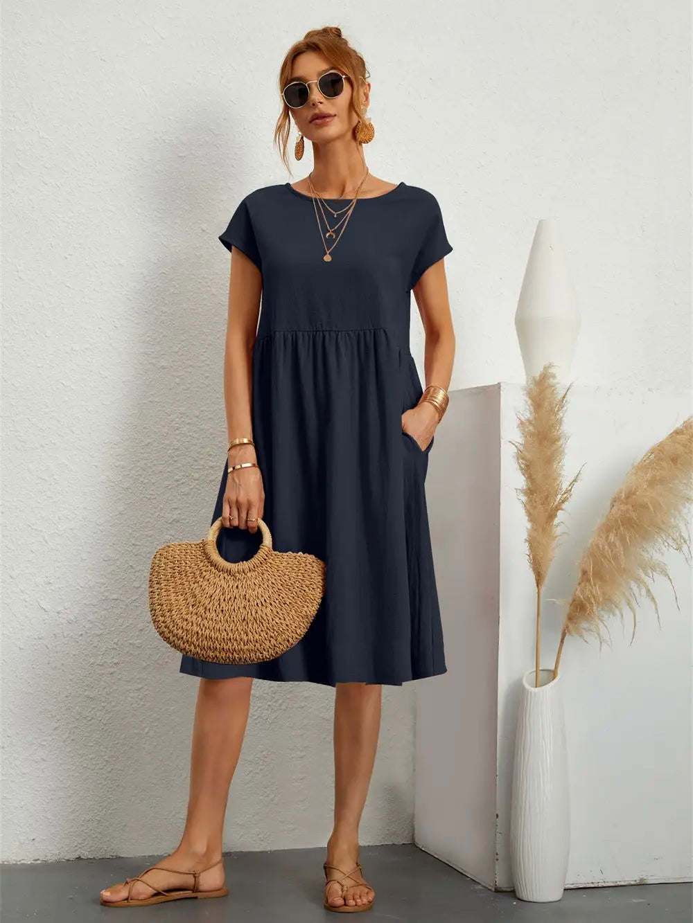 Sadie™ | Women's Smocked-Waist Midi Dress