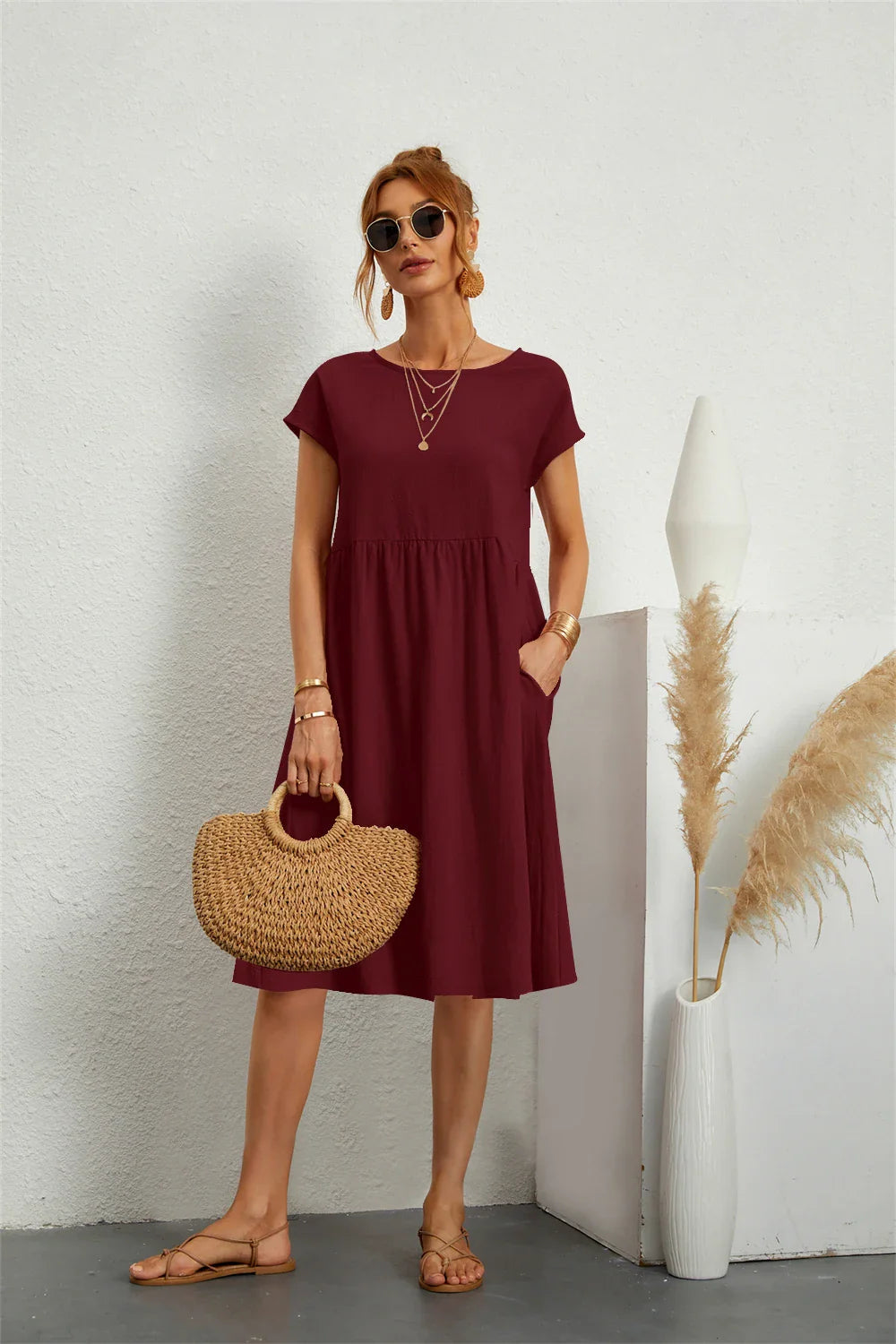 Sadie™ | Women's Smocked-Waist Midi Dress
